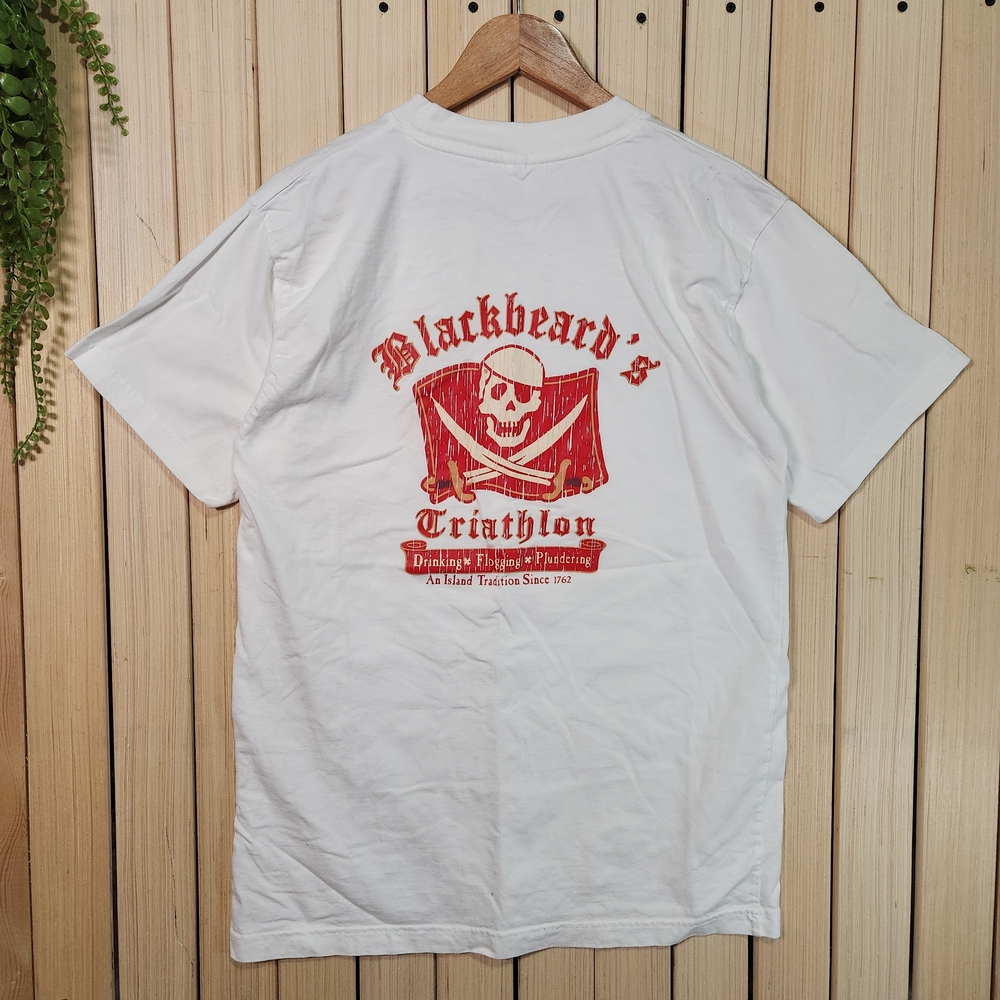Vintage T-Shirt White Blackbeards Triathlon Size L